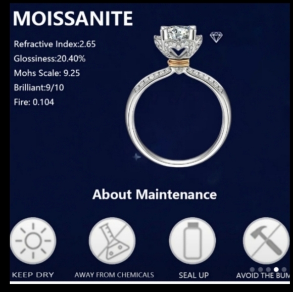 💕925 Sterling Silver and 1ct. Moissanite Diamond Ring - Picture 10 of 15